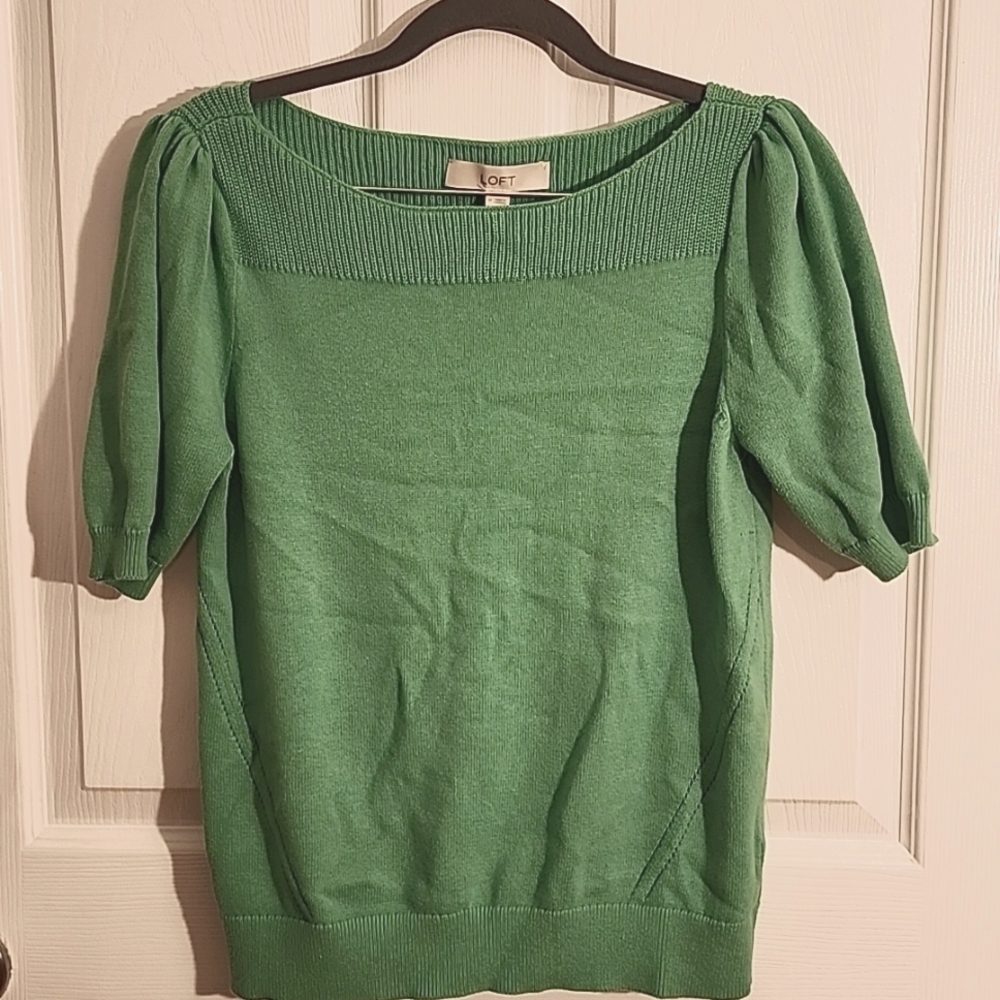 LOFT Green Short Sleeve Sweater